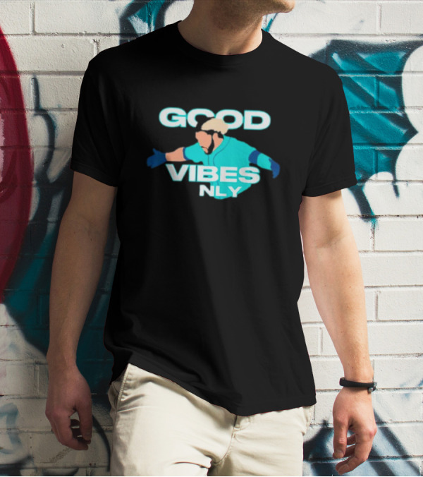 Geno Suarez Good Vibes Only Baseball-Themed T-Shirt