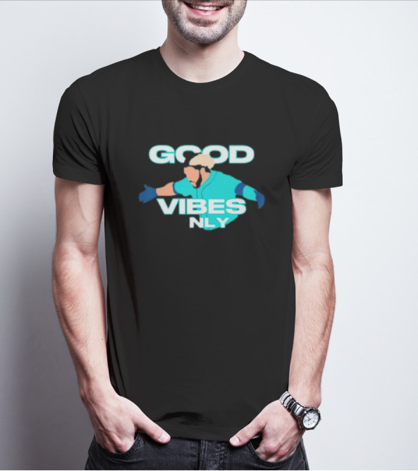 Geno Suarez Good Vibes Only Baseball-Themed T-Shirt