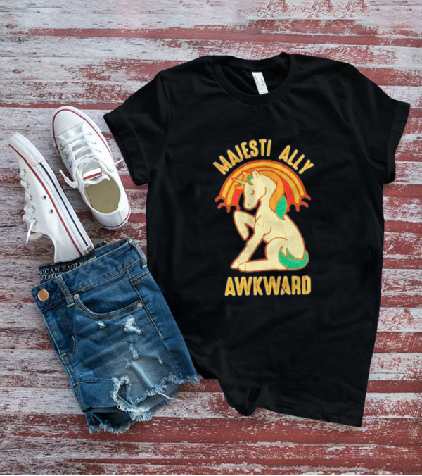 Majesti Ally Awkward Unicorn With Retro Rainbow T-Shirt