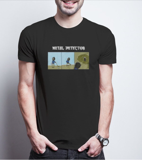 METAL DETECTOR Humorous Comic-Style Alien Discovery T-Shirt