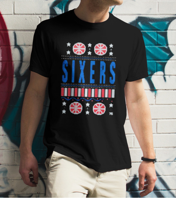 Philadelphia 76ers Sixers Holiday Basketball Stars T-Shirt