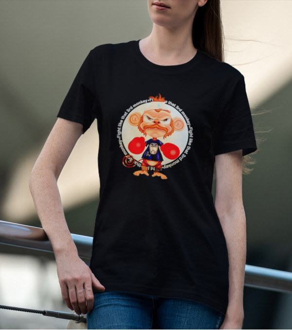 Fight Like That 3rd Monkey Angry Boxing Character With Red Gloves And Orange Hair T-Shirt