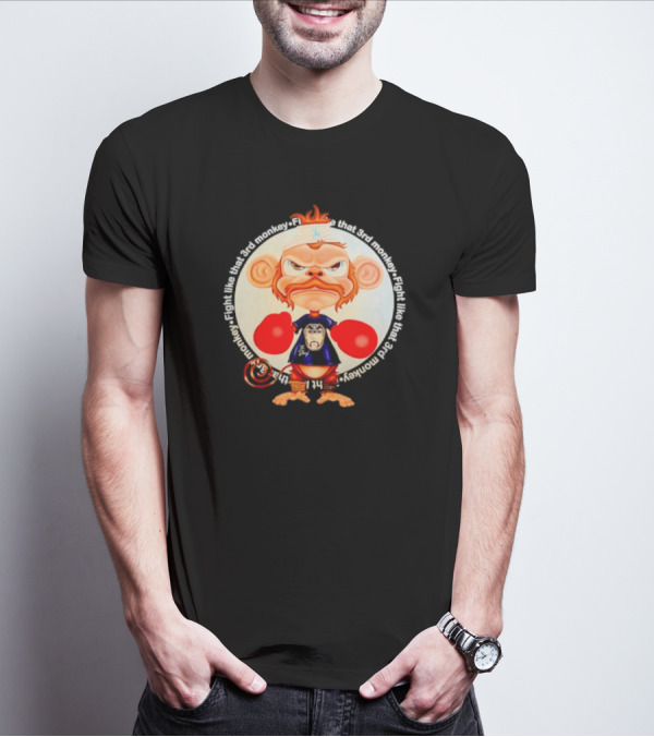 Fight Like That 3rd Monkey Angry Boxing Character With Red Gloves And Orange Hair T-Shirt