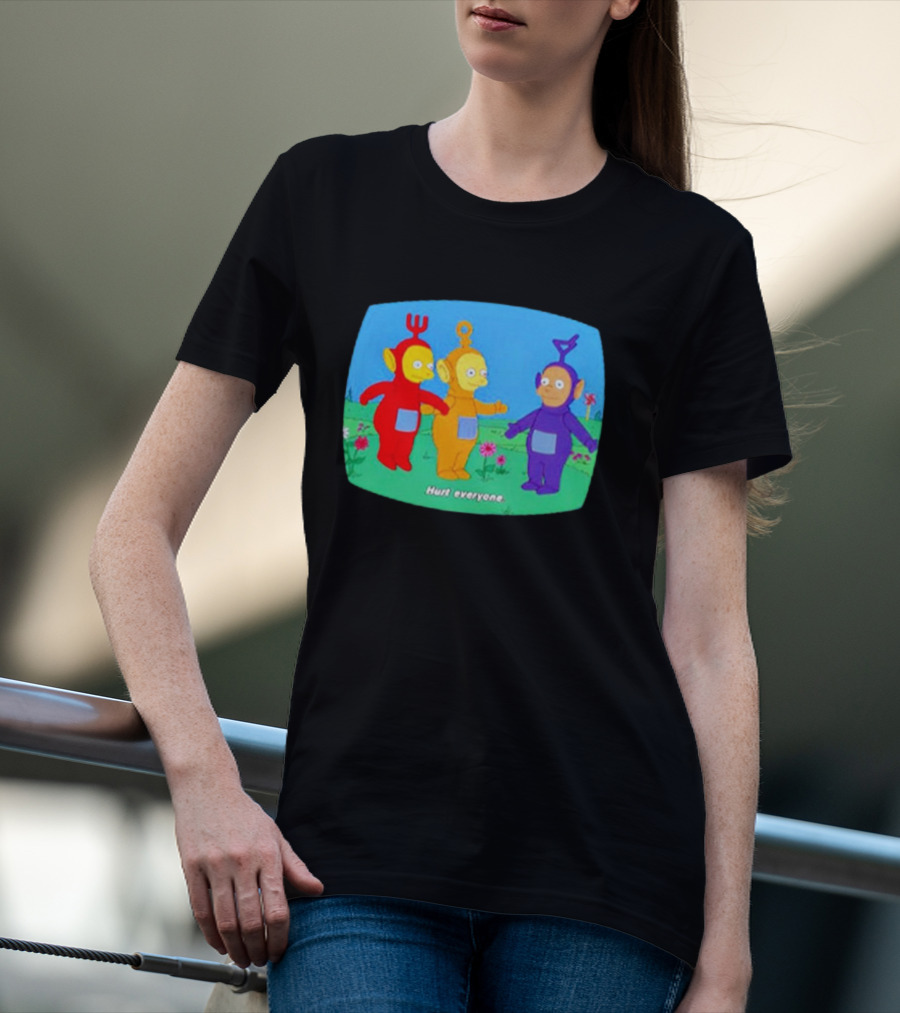 Teletubbies Meet The Simpsons Hurt Everyone Scene T-Shirt