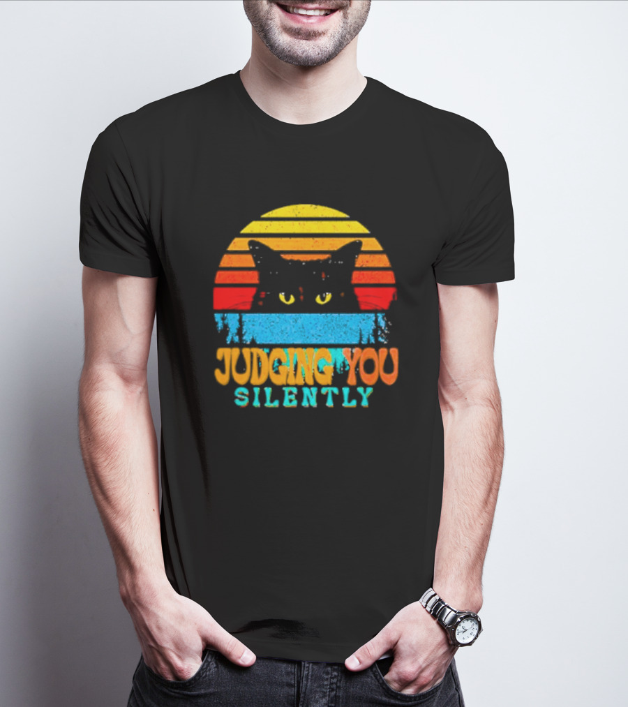 Judging You Silently Black Cat Vintage T-Shirt