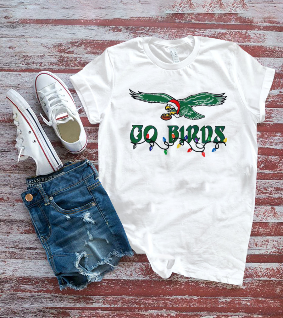 Christmas Philly Eagles Santa Go Birds Holiday Lights T-Shirt
