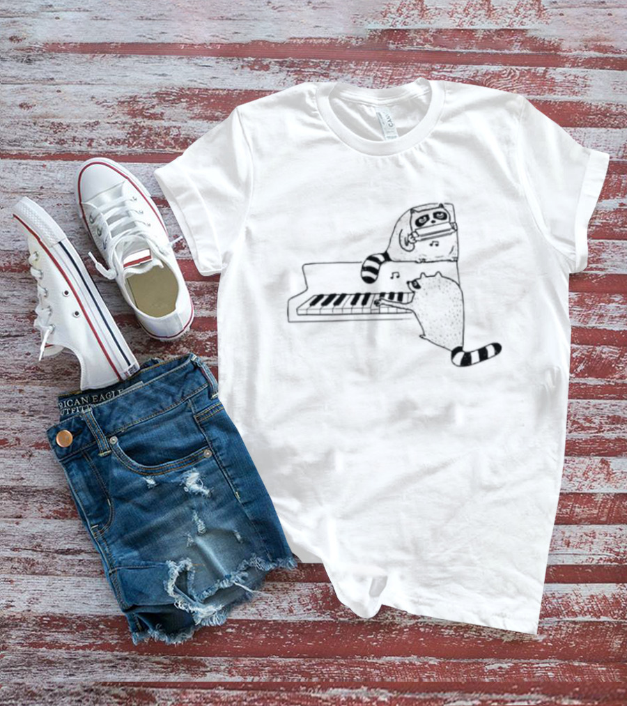 New York Nocturnal Musicians With Raccoons Playing Piano T-Shirt