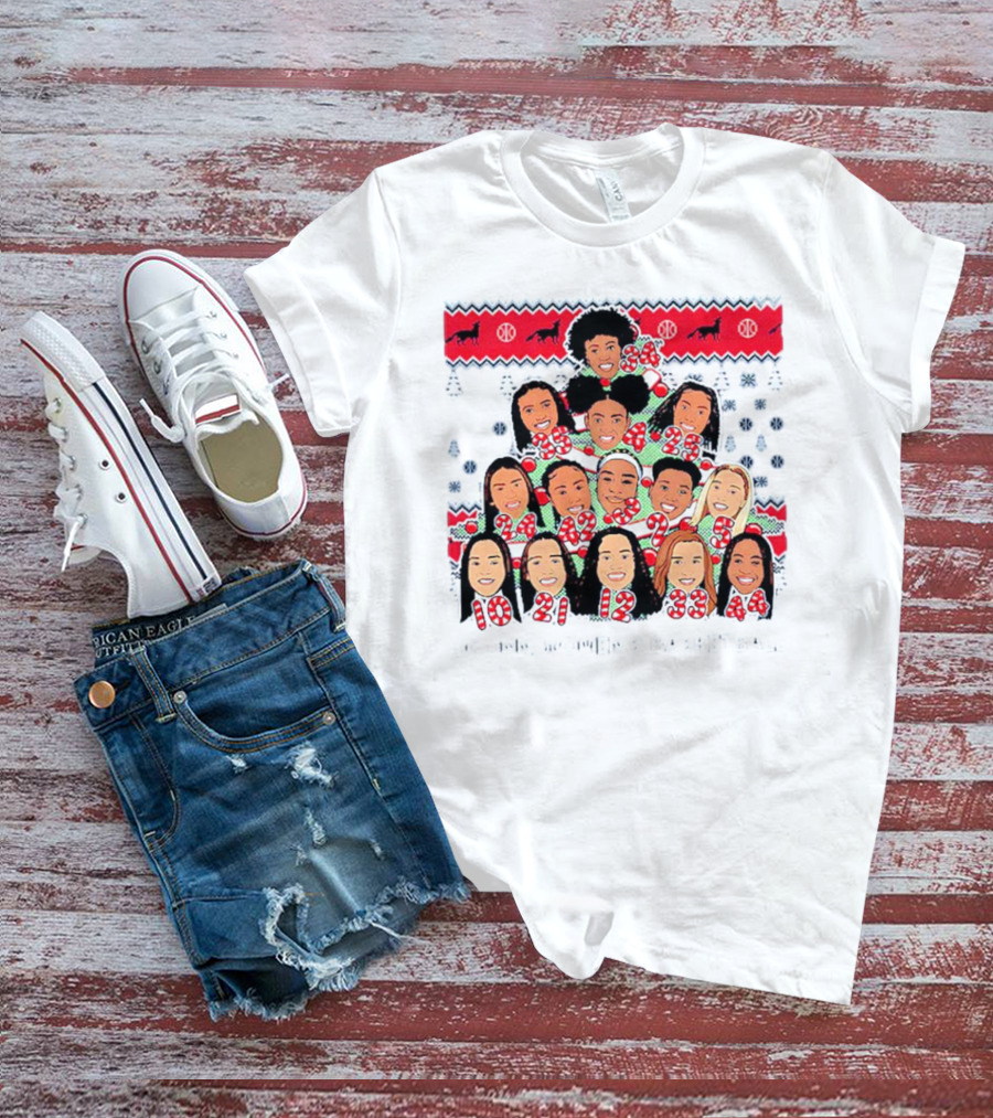 UConn Women's Basketball Player Caricatures Christmas T-Shirt