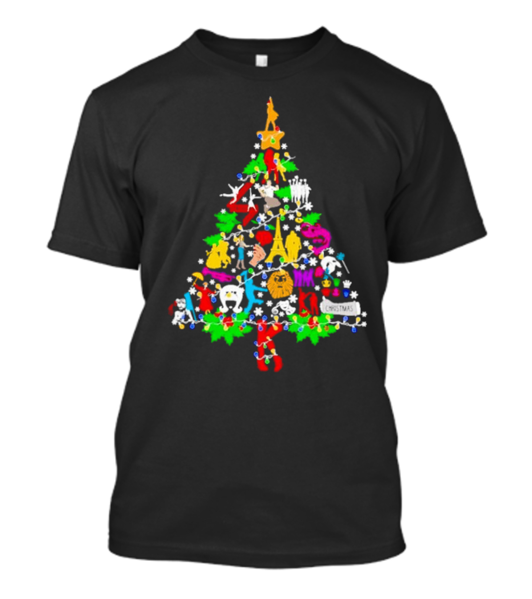 Broadway Musical Icons Christmas Tree T-Shirt