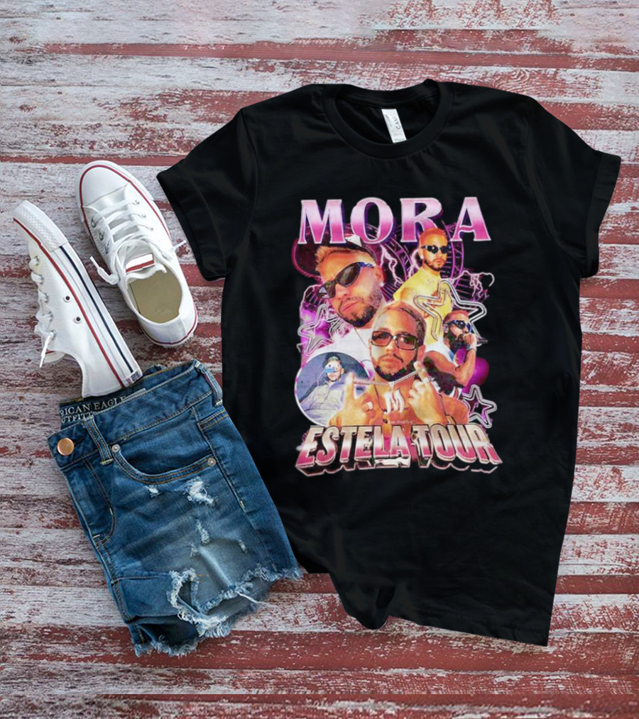 Mora Estela Tour Vibrant Star-Themed Montage Double Sided T-Shirt