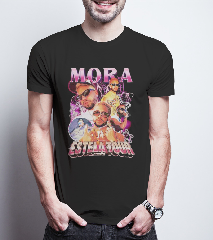 Mora Estela Tour Vibrant Star-Themed Montage Double Sided T-Shirt