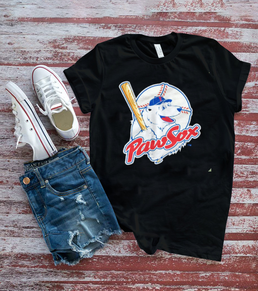 PawSox Polar Bear Baseball Bat Cap Red Socks T-Shirt