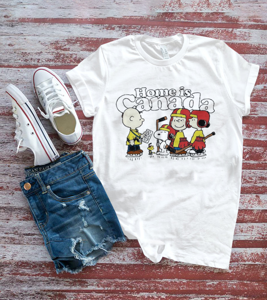 Home Is Canada Peanuts Hockey Charlie Brown Snoopy Canada T-Shirt