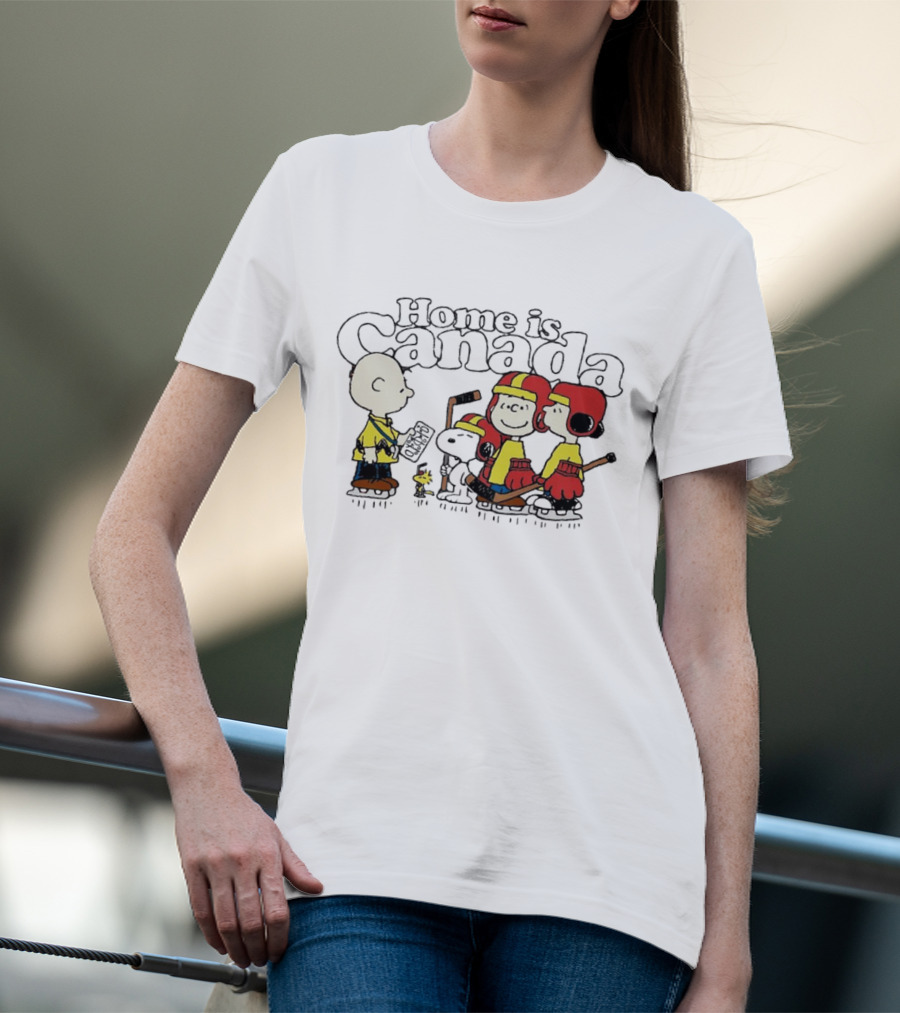 Home Is Canada Peanuts Hockey Charlie Brown Snoopy Canada T-Shirt