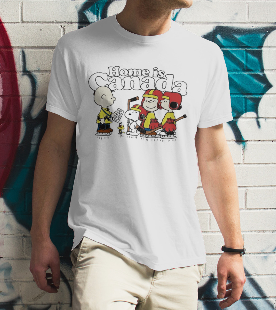 Home Is Canada Peanuts Hockey Charlie Brown Snoopy Canada T-Shirt
