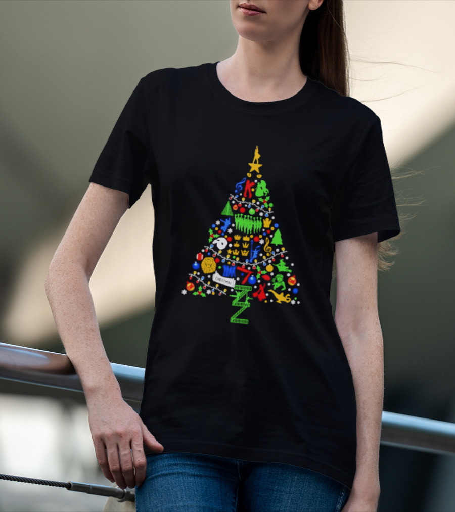 Ultimate Broadway Themed Christmas Tree Colorful Ornament Decorations T-Shirt