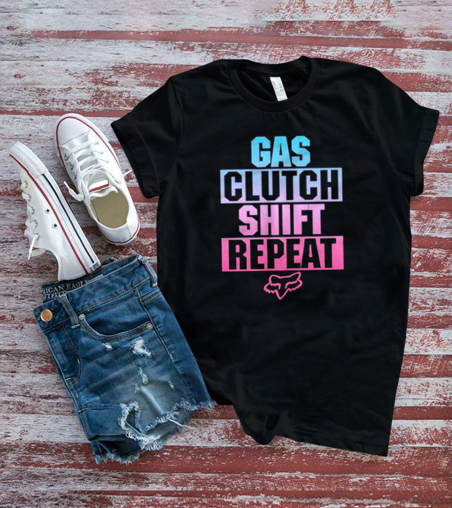 Gas Clutch Shift Repeat Fox Racing Logo T-Shirt
