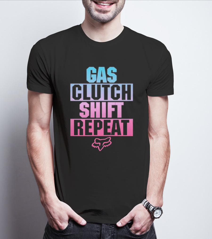 Gas Clutch Shift Repeat Fox Racing Logo T-Shirt
