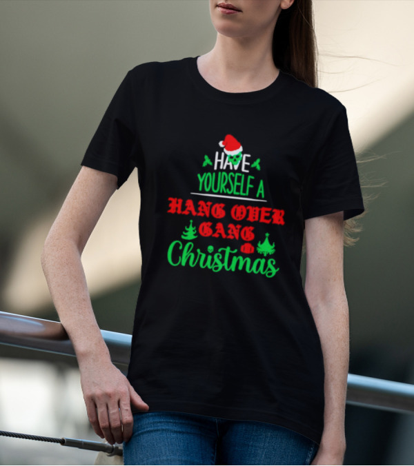 Have Yourself A Hang Over Gang Christmas Santa Skull Ugly Christmas T-Shirt