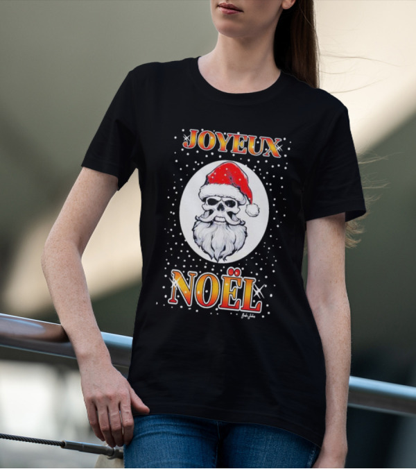 Joyeux Noël Skull Santa Hat Festive T-Shirt