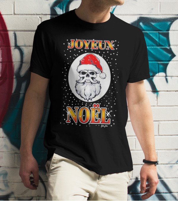 Joyeux Noël Skull Santa Hat Festive T-Shirt
