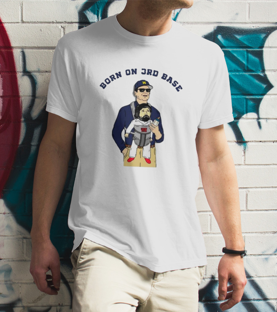 Michigan Wolverines Born On 3rd Base Coach Baby Carrier T-Shirt