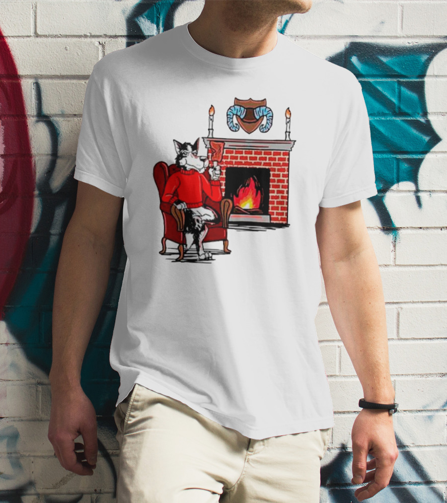 NC State Wolfpack Relaxing By Fireplace Victory Scene T-Shirt