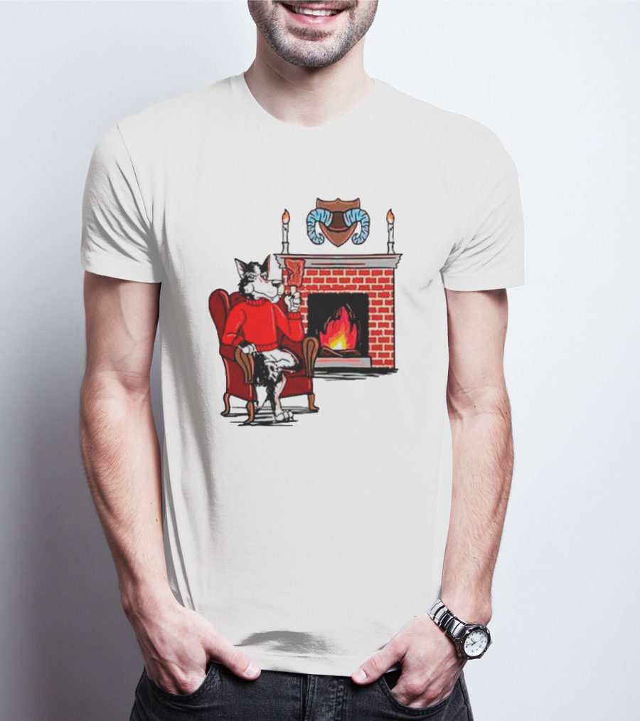 NC State Wolfpack Relaxing By Fireplace Victory Scene T-Shirt