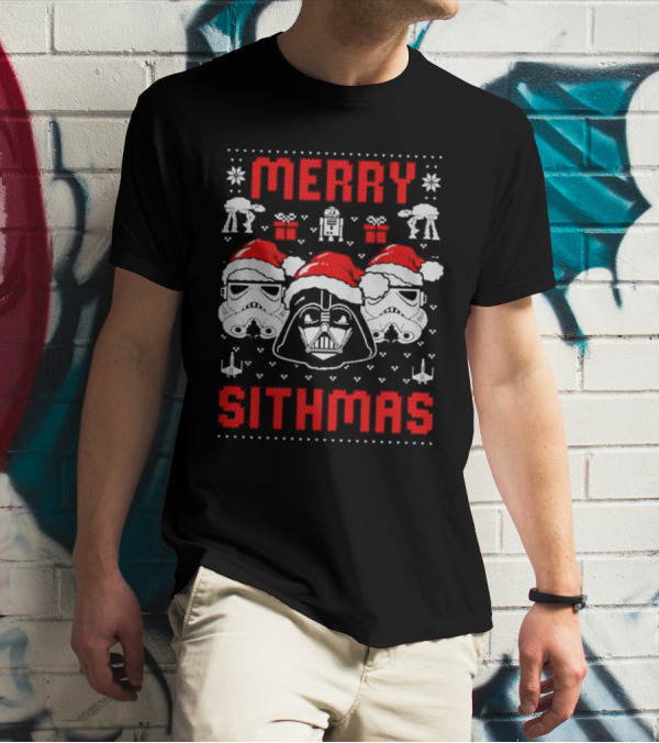 Merry Sithmas The Mandalorian Ugly Darth Vader Stormtrooper Christmas Star Wars T-Shirt