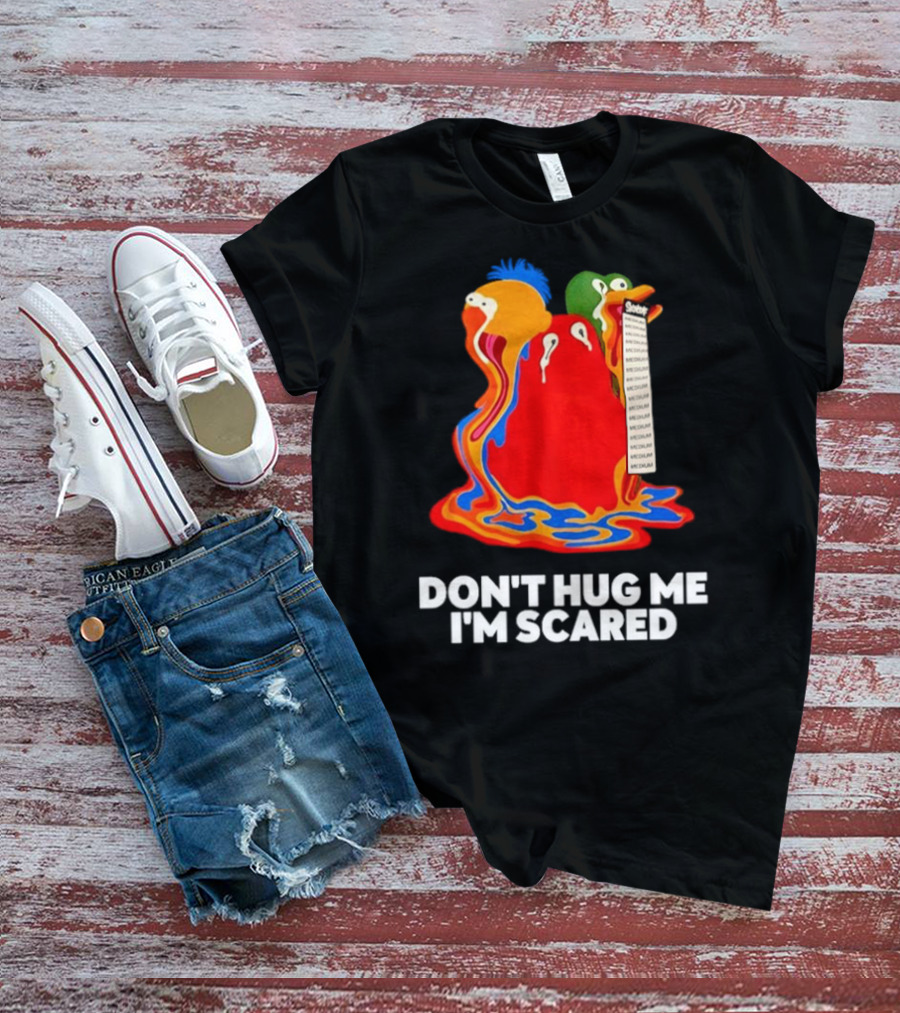 Don't Hug Me I'm Scared Melting Characters With Medium Tag T-Shirt