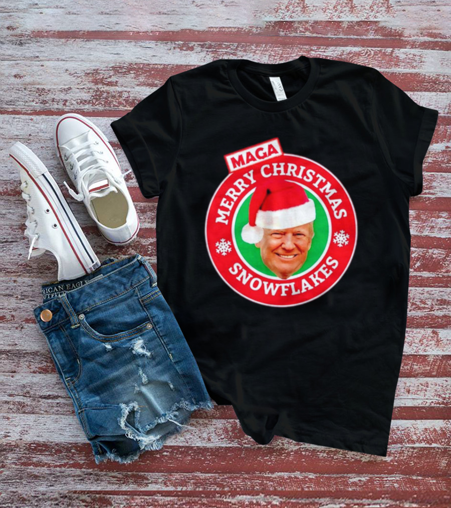 MAGA Merry Christmas Snowflakes Donald Trump Santa T-Shirt