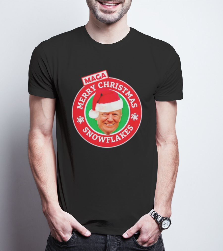 MAGA Merry Christmas Snowflakes Donald Trump Santa T-Shirt