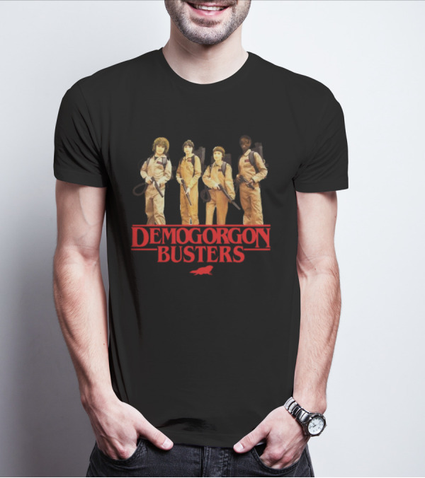 Demogorgon Busters Featuring Myles Garrett In Ghostbusters T-Shirt