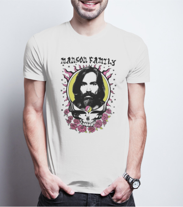 Manson Family Skull Roses Artwork With Grateful Dead T-Shirt