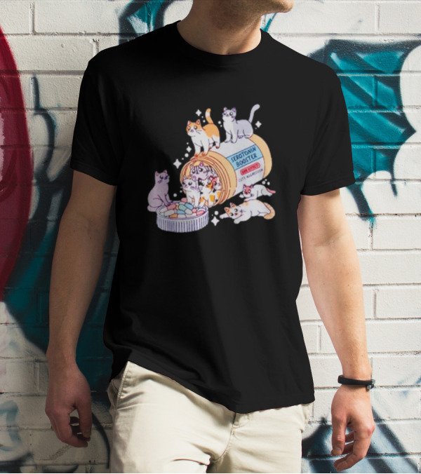 Serotonin Booster Cats Cute Antidepressant Kittens Happiness T-Shirt