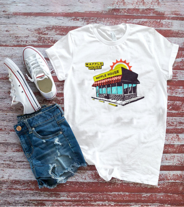 Waffle House Restaurant Building With Sunburst Background T-Shirt