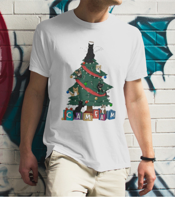 Cam Fam Cats On Christmas Tree T-Shirt
