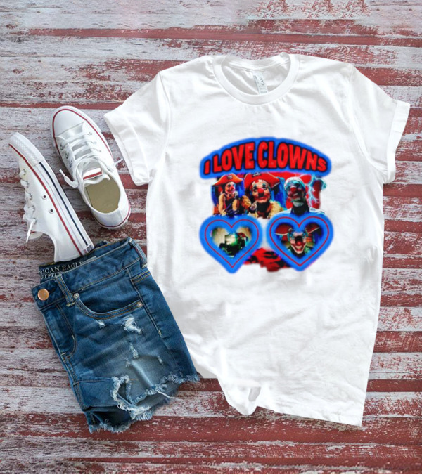 I Love Clowns Colorful Heart Faces T-Shirt
