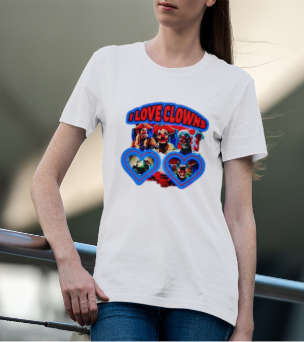 I Love Clowns Colorful Heart Faces T-Shirt