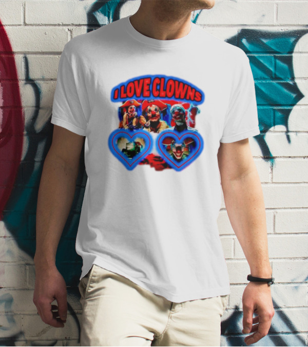 I Love Clowns Colorful Heart Faces T-Shirt