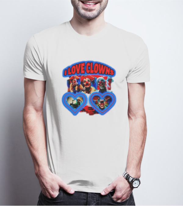 I Love Clowns Colorful Heart Faces T-Shirt