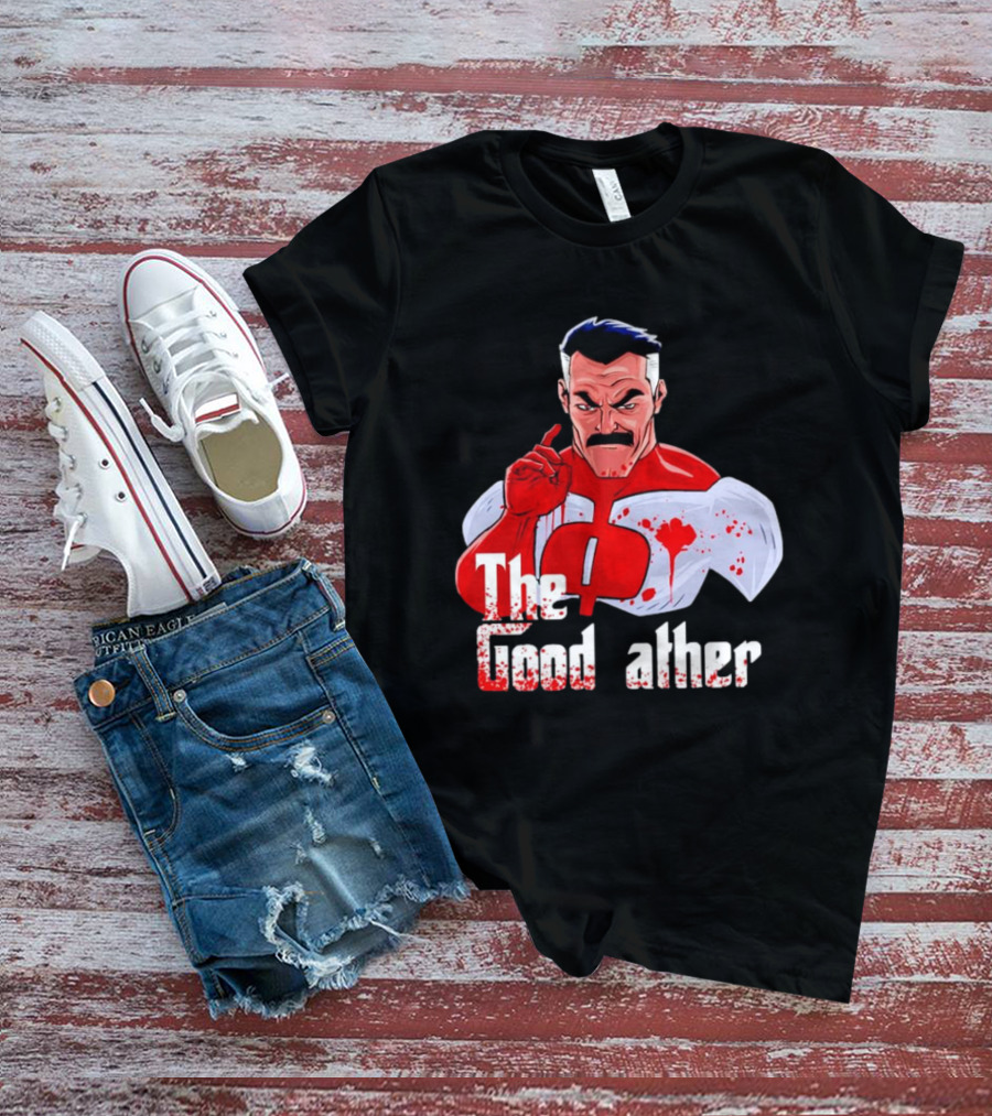 Omni Dad The Good Father Superhero Parody Red And White Costume T-Shirt