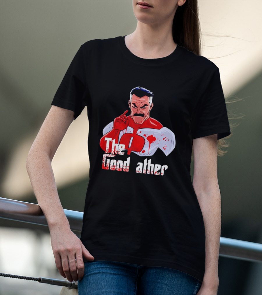 Omni Dad The Good Father Superhero Parody Red And White Costume T-Shirt