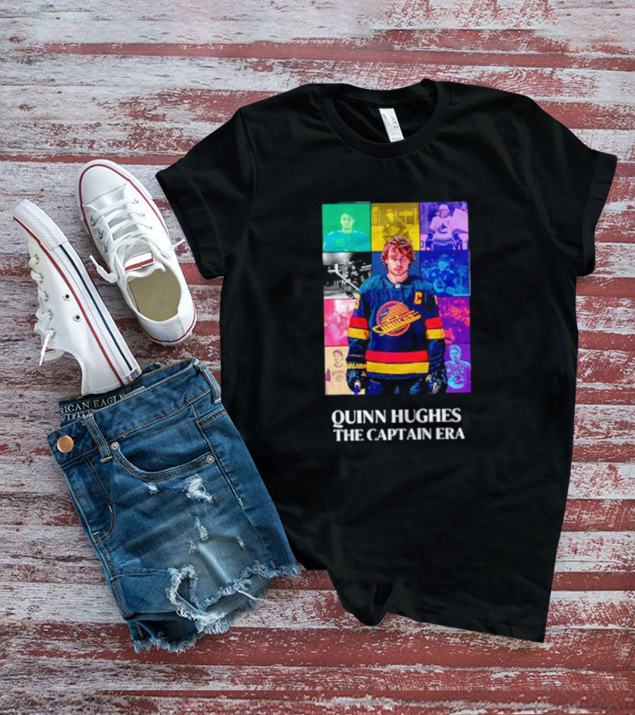 Quinn Hughes The Captain Era Multicolor Vancouver Hockey Legend T-Shirt