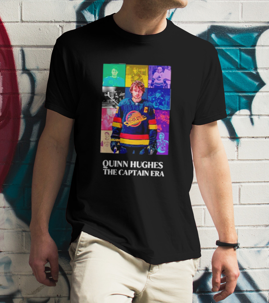 Quinn Hughes The Captain Era Multicolor Vancouver Hockey Legend T-Shirt