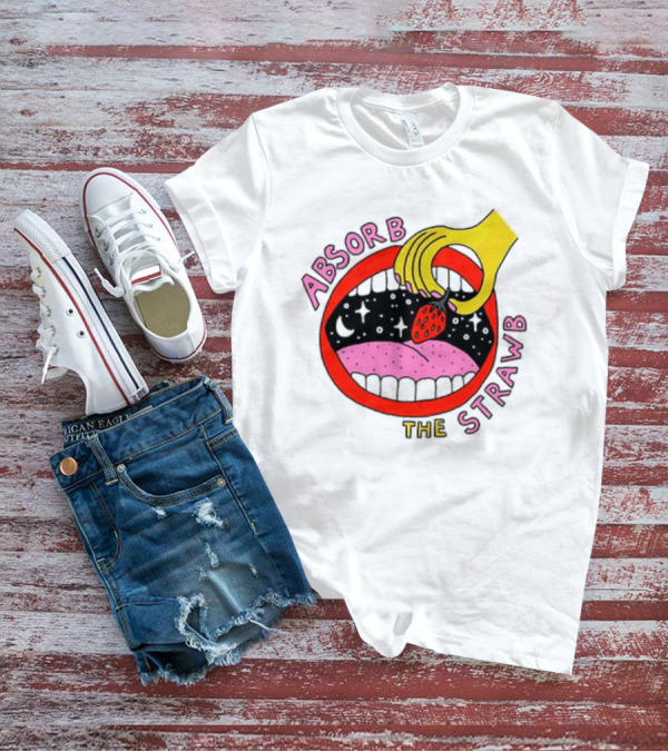 Absorb The Strawb Strawberry Imagery With Hand And Mouth T-Shirt