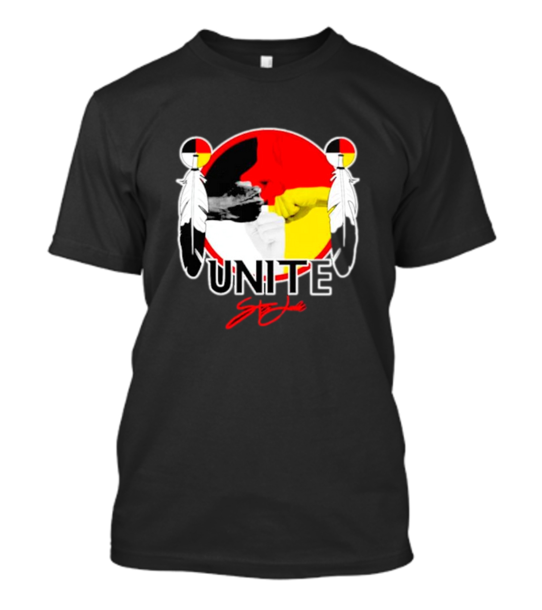 UNITE Style Native American Feathers Colorful Unity T-Shirt