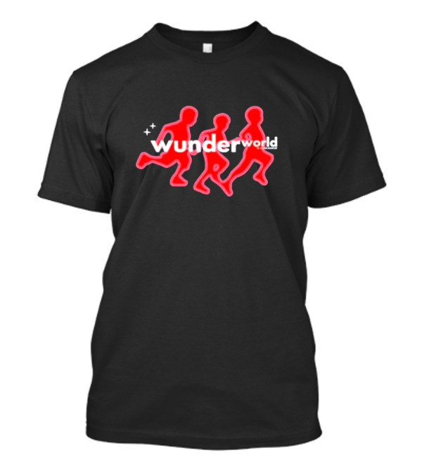 Aries Wunderworld Running Figures Red Neon Text T-Shirt