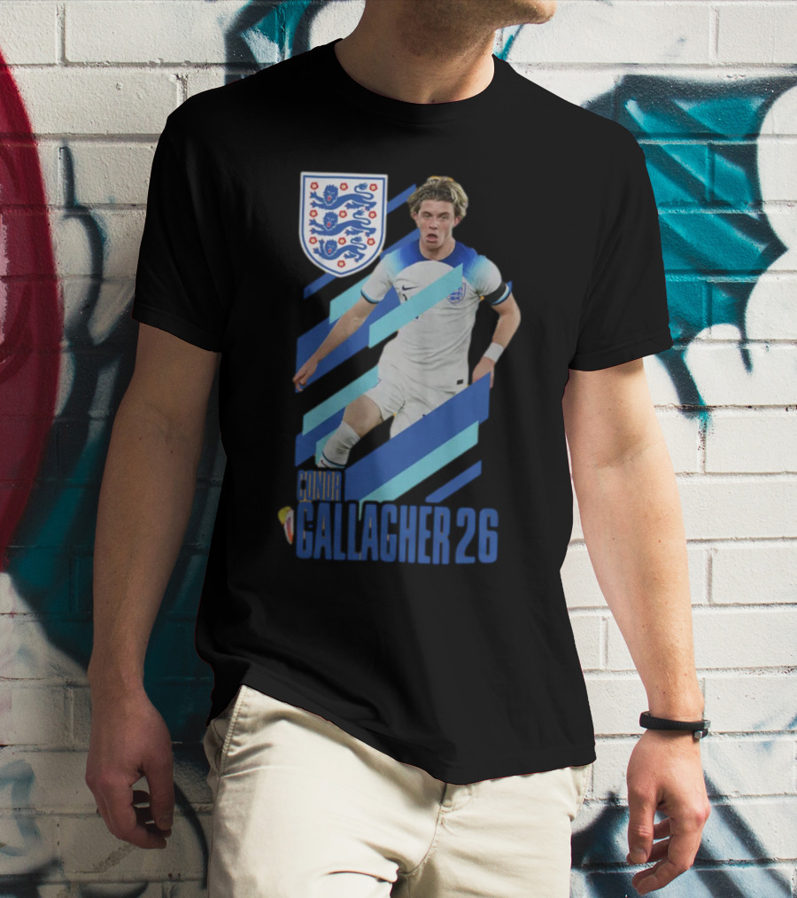 Conor Gallagher 26 England Football Crest Soccer Player T-Shirt