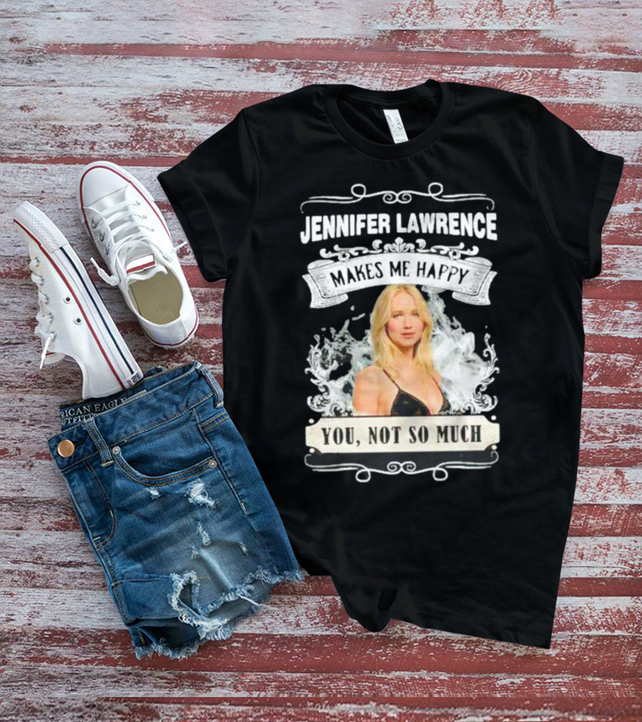 Jennifer Lawrence Makes Me Happy You Not So Much Cloud Motif T-Shirt